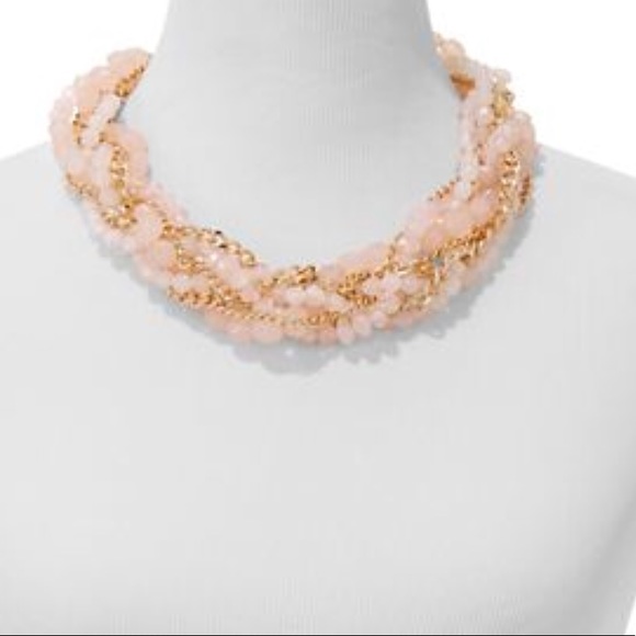 Pink beaded torsade  statement necklace - Picture 3 of 5